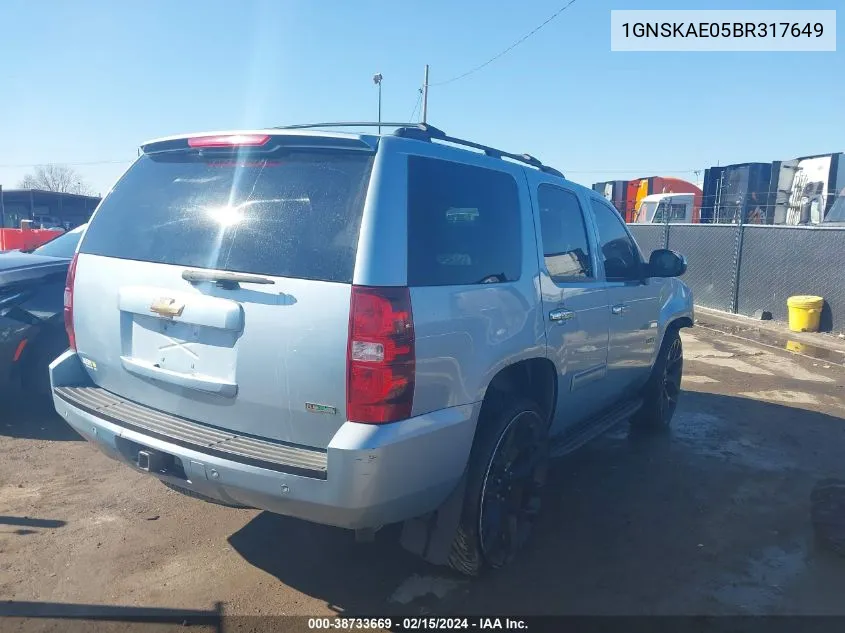 2011 Chevrolet Tahoe Ls VIN: 1GNSKAE05BR317649 Lot: 38733669