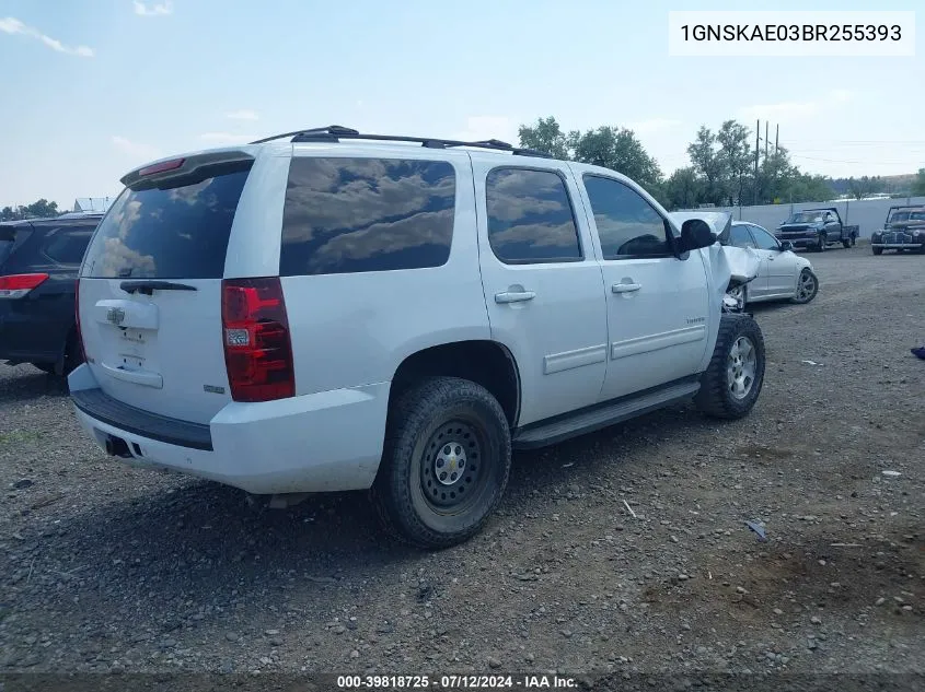 2011 Chevrolet Tahoe Ls VIN: 1GNSKAE03BR255393 Lot: 39818725