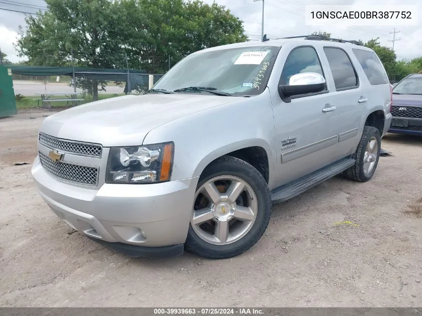 2011 Chevrolet Tahoe Ls VIN: 1GNSCAE00BR387752 Lot: 39939663