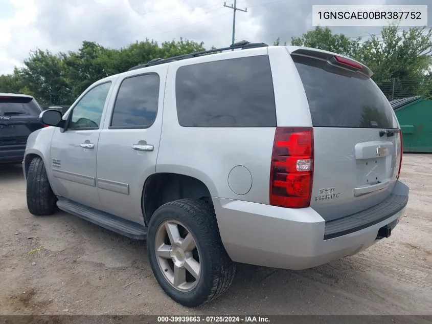 2011 Chevrolet Tahoe Ls VIN: 1GNSCAE00BR387752 Lot: 39939663