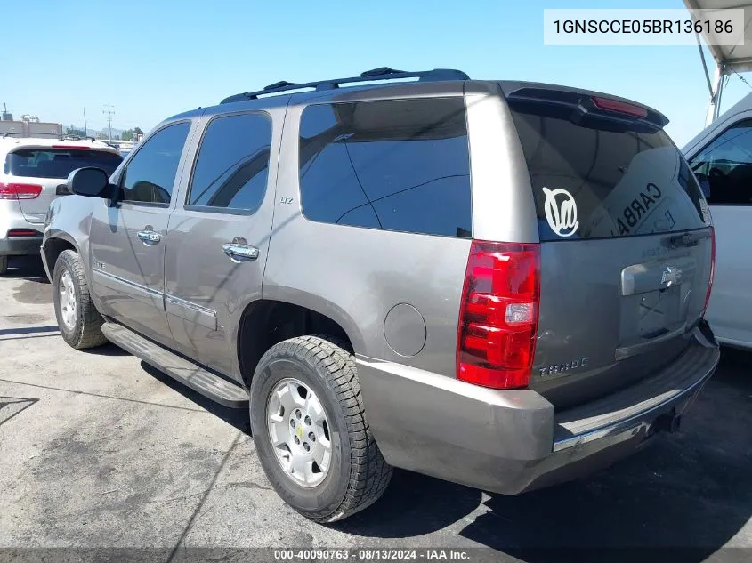 2011 Chevrolet Tahoe C1500 Ltz VIN: 1GNSCCE05BR136186 Lot: 40090763