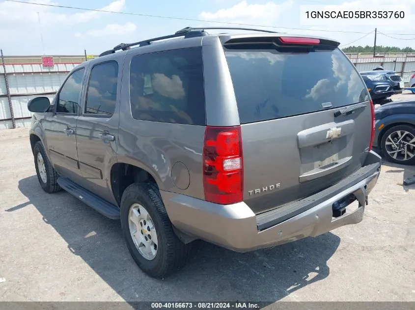 2011 Chevrolet Tahoe Ls VIN: 1GNSCAE05BR353760 Lot: 40156673