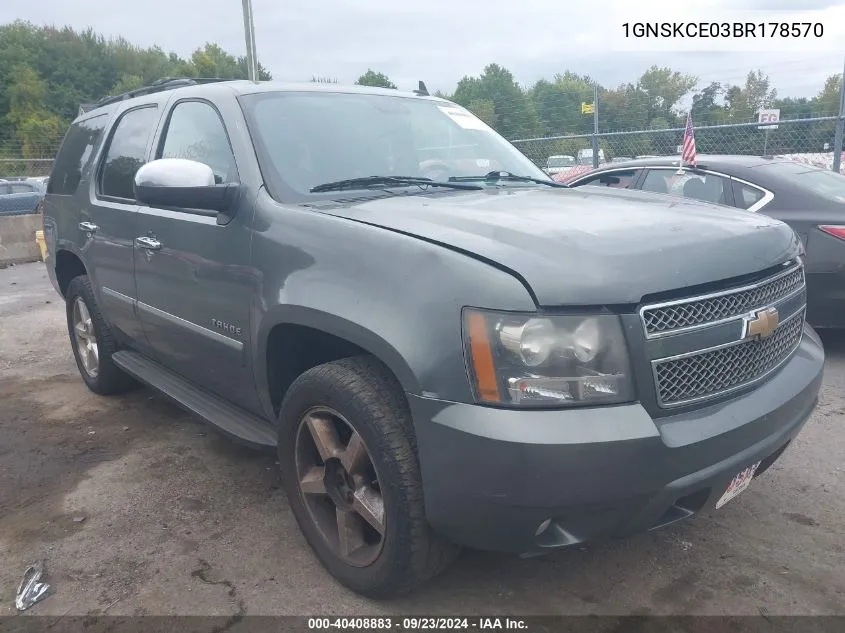 2011 Chevrolet Tahoe Ltz VIN: 1GNSKCE03BR178570 Lot: 40408883