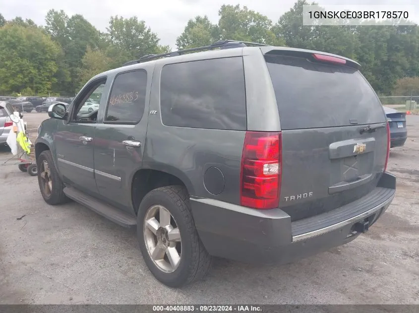 2011 Chevrolet Tahoe Ltz VIN: 1GNSKCE03BR178570 Lot: 40408883