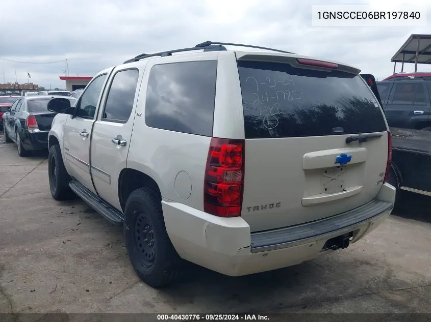 2011 Chevrolet Tahoe Ltz VIN: 1GNSCCE06BR197840 Lot: 40430776