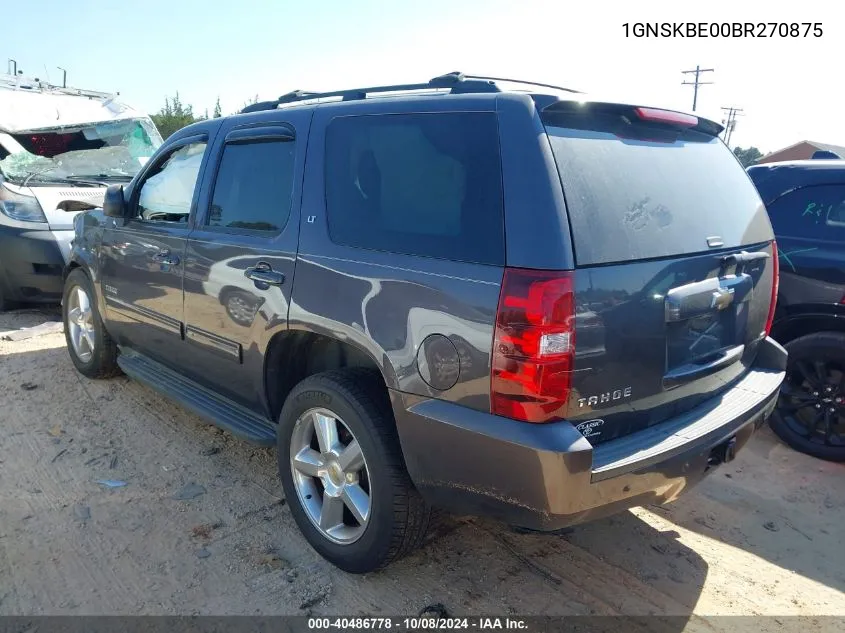 2011 Chevrolet Tahoe K1500 Lt VIN: 1GNSKBE00BR270875 Lot: 40486778