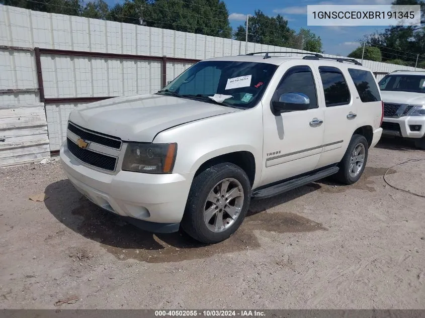 2011 Chevrolet Tahoe Ltz VIN: 1GNSCCE0XBR191345 Lot: 40502055