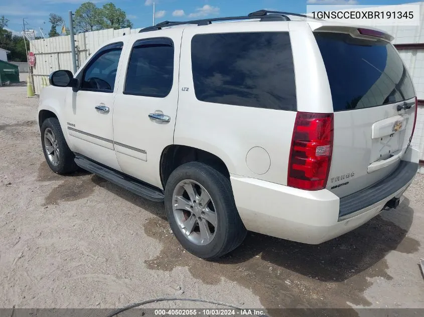 2011 Chevrolet Tahoe Ltz VIN: 1GNSCCE0XBR191345 Lot: 40502055