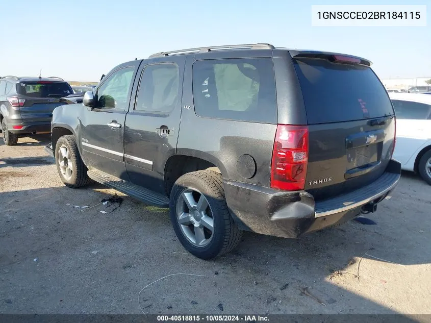 1GNSCCE02BR184115 2011 Chevrolet Tahoe C1500 Ltz