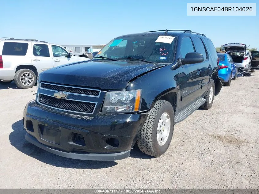 2011 Chevrolet Tahoe Ls VIN: 1GNSCAE04BR104026 Lot: 40671117