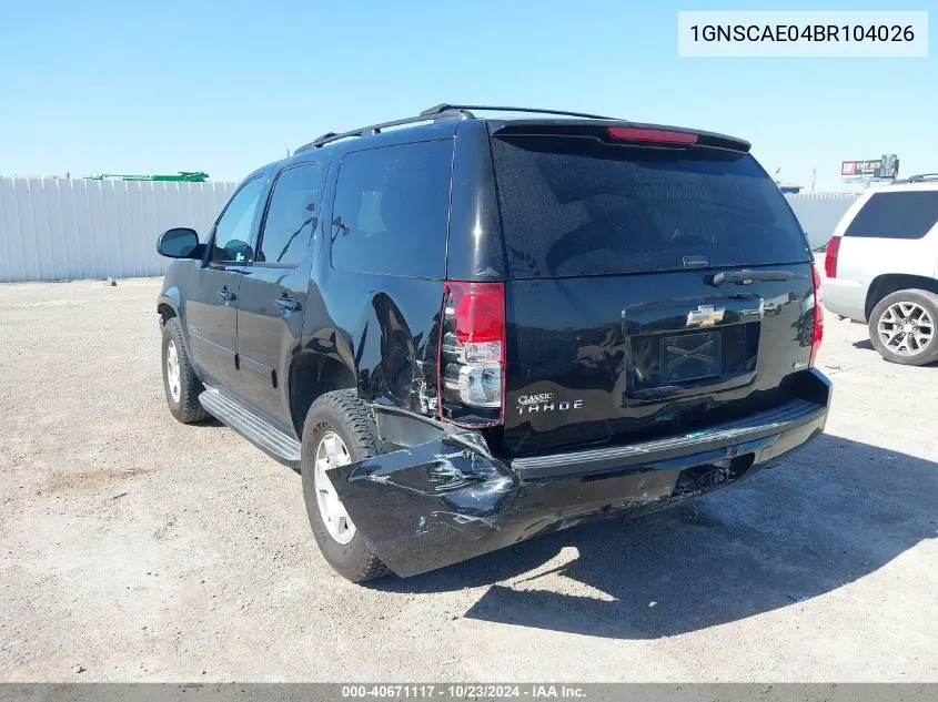 2011 Chevrolet Tahoe Ls VIN: 1GNSCAE04BR104026 Lot: 40671117