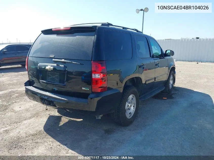 2011 Chevrolet Tahoe Ls VIN: 1GNSCAE04BR104026 Lot: 40671117