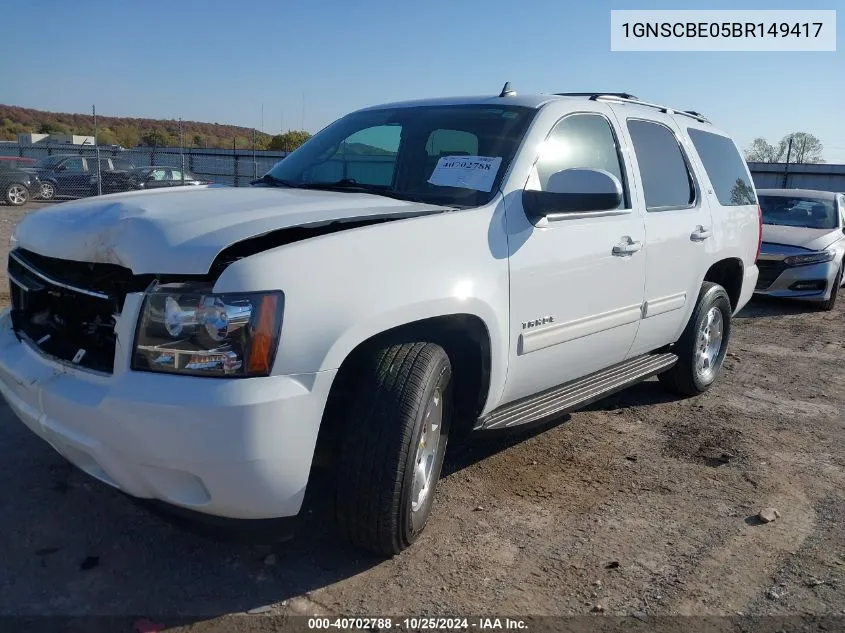 2011 Chevrolet Tahoe Lt VIN: 1GNSCBE05BR149417 Lot: 40702788