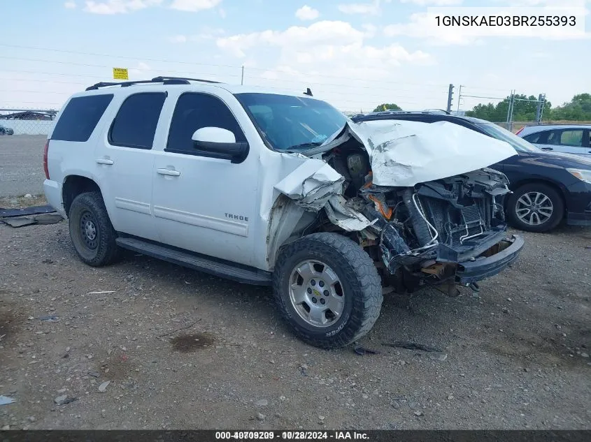 2011 Chevrolet Tahoe Ls VIN: 1GNSKAE03BR255393 Lot: 40709209