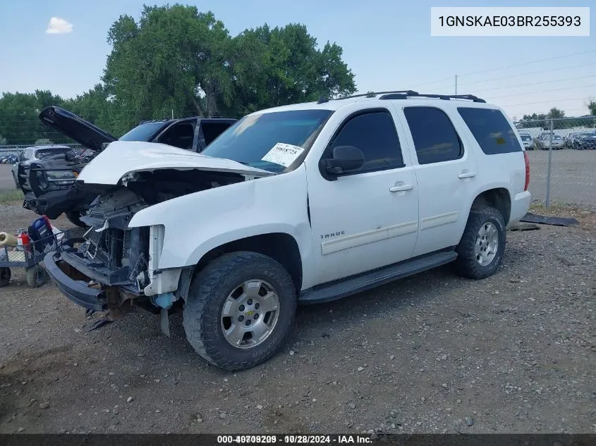 2011 Chevrolet Tahoe Ls VIN: 1GNSKAE03BR255393 Lot: 40709209