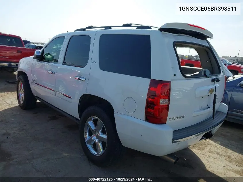 2011 Chevrolet Tahoe Ltz VIN: 1GNSCCE06BR398511 Lot: 40722125