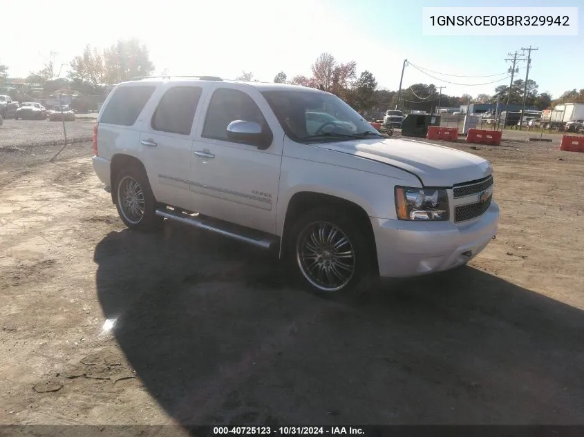 2011 Chevrolet Tahoe Ltz VIN: 1GNSKCE03BR329942 Lot: 40725123