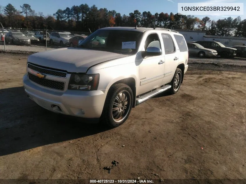 2011 Chevrolet Tahoe Ltz VIN: 1GNSKCE03BR329942 Lot: 40725123