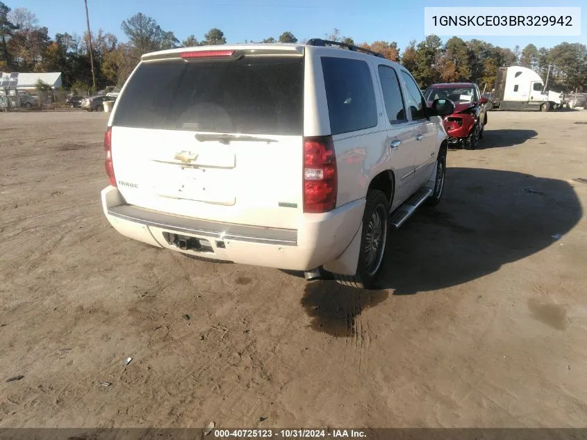 2011 Chevrolet Tahoe Ltz VIN: 1GNSKCE03BR329942 Lot: 40725123