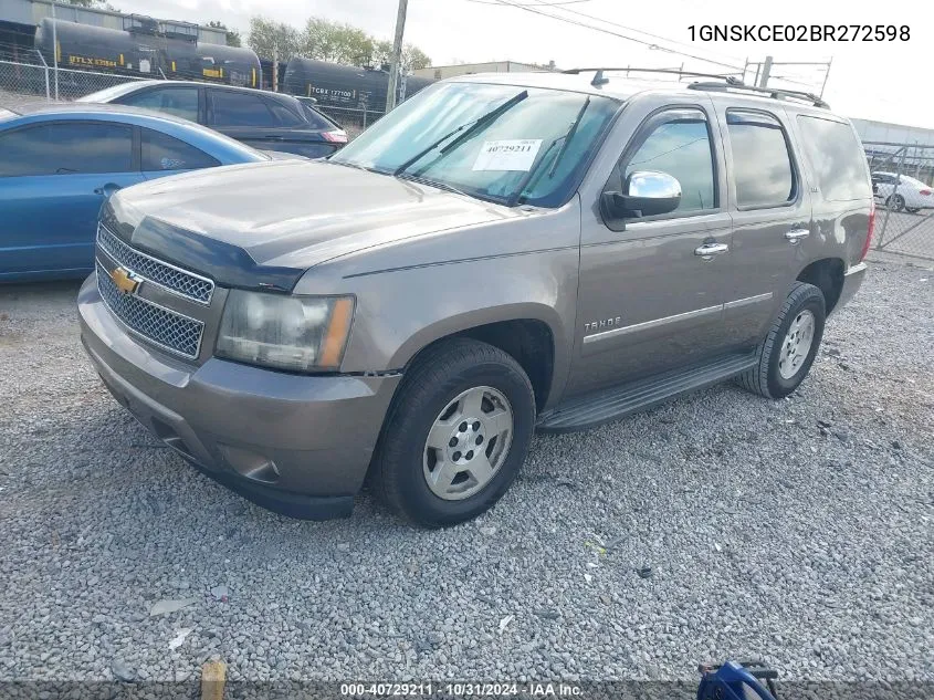 2011 Chevrolet Tahoe Ltz VIN: 1GNSKCE02BR272598 Lot: 40729211