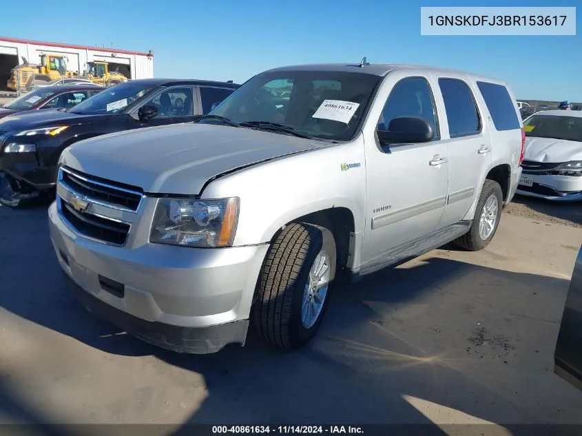 2011 Chevrolet Tahoe Hybrid VIN: 1GNSKDFJ3BR153617 Lot: 40861634