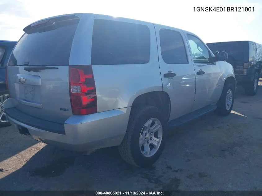 2011 Chevrolet Tahoe Commercial Fleet VIN: 1GNSK4E01BR121001 Lot: 40865921