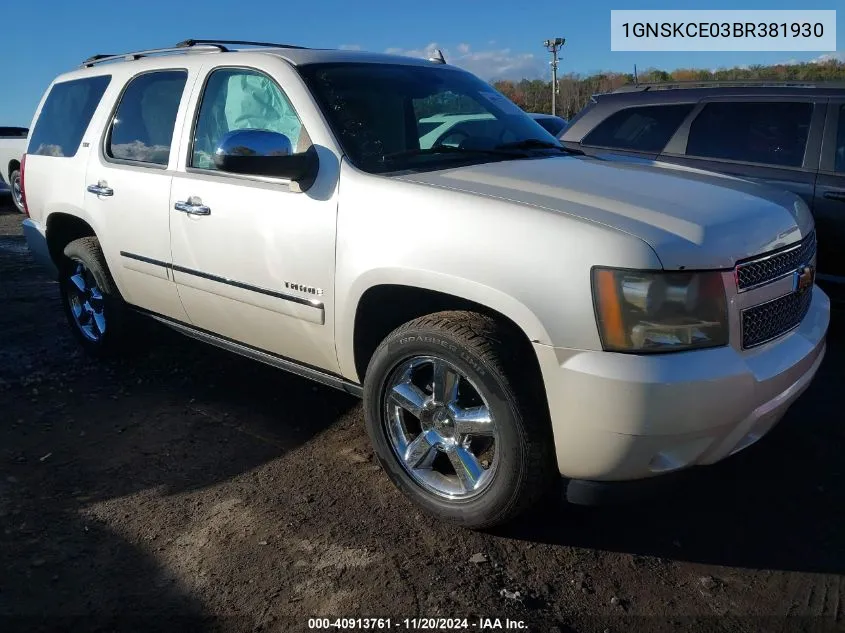 2011 Chevrolet Tahoe Ltz VIN: 1GNSKCE03BR381930 Lot: 40913761