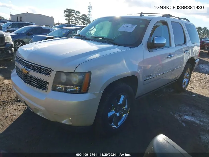 2011 Chevrolet Tahoe Ltz VIN: 1GNSKCE03BR381930 Lot: 40913761