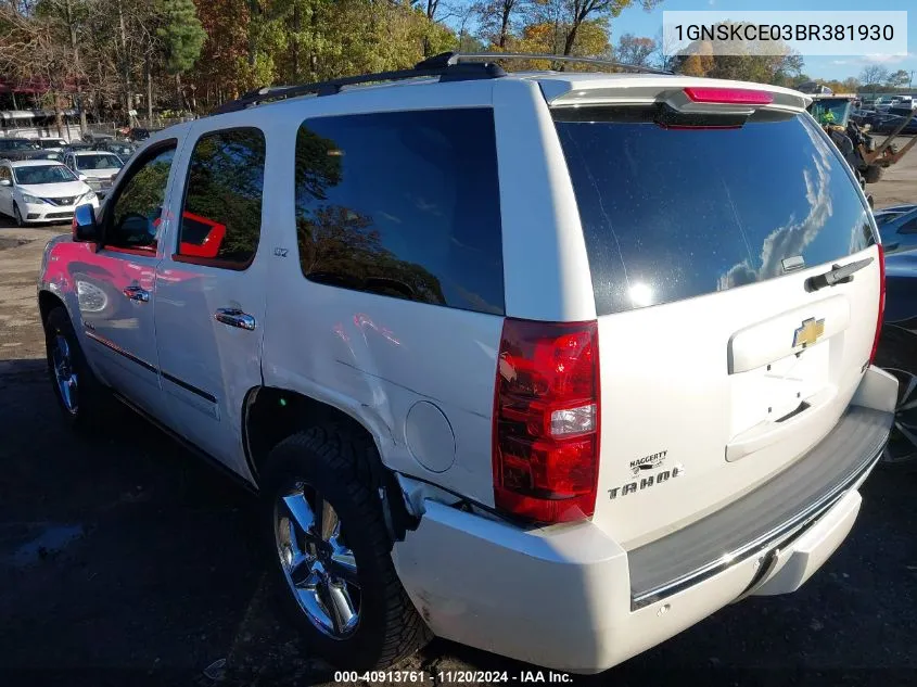 2011 Chevrolet Tahoe Ltz VIN: 1GNSKCE03BR381930 Lot: 40913761