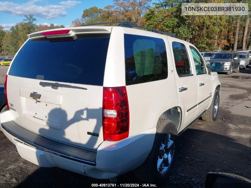 2011 Chevrolet Tahoe Ltz VIN: 1GNSKCE03BR381930 Lot: 40913761