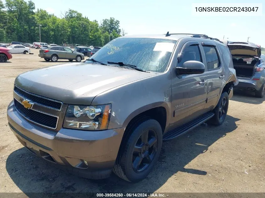 1GNSKBE02CR243047 2012 Chevrolet Tahoe Lt