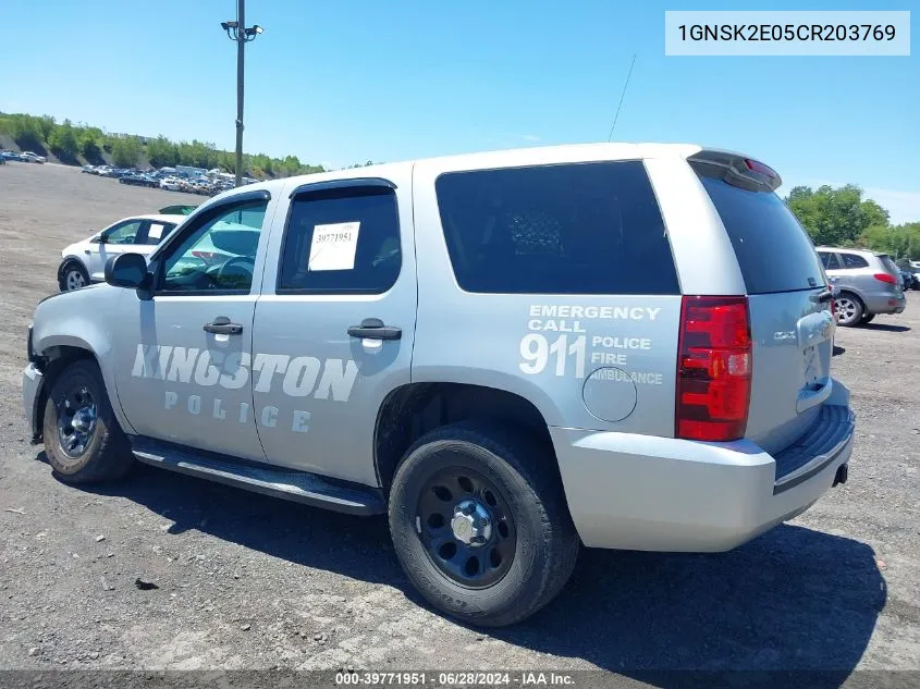 2012 Chevrolet Tahoe Commercial Fleet VIN: 1GNSK2E05CR203769 Lot: 39771951