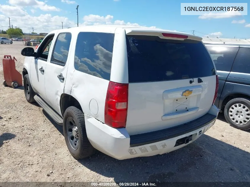 2012 Chevrolet Tahoe Commercial Fleet VIN: 1GNLC2E0XCR187568 Lot: 40200209