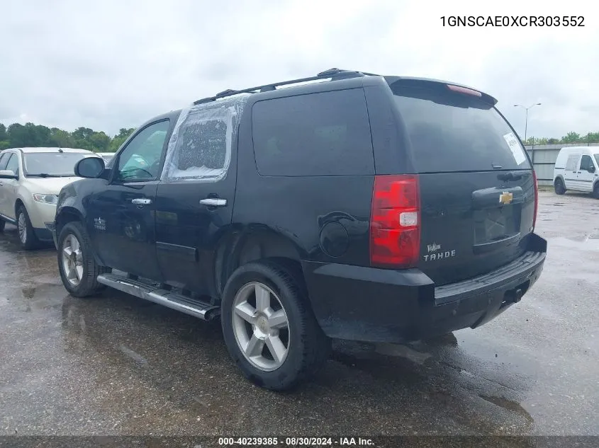 2012 Chevrolet Tahoe Ls VIN: 1GNSCAE0XCR303552 Lot: 40239385