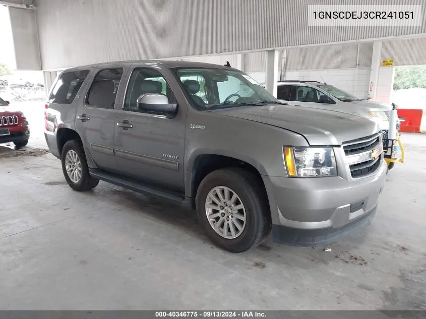 1GNSCDEJ3CR241051 2012 Chevrolet Tahoe Hybrid