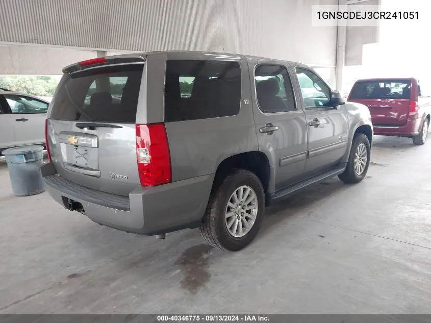 1GNSCDEJ3CR241051 2012 Chevrolet Tahoe Hybrid