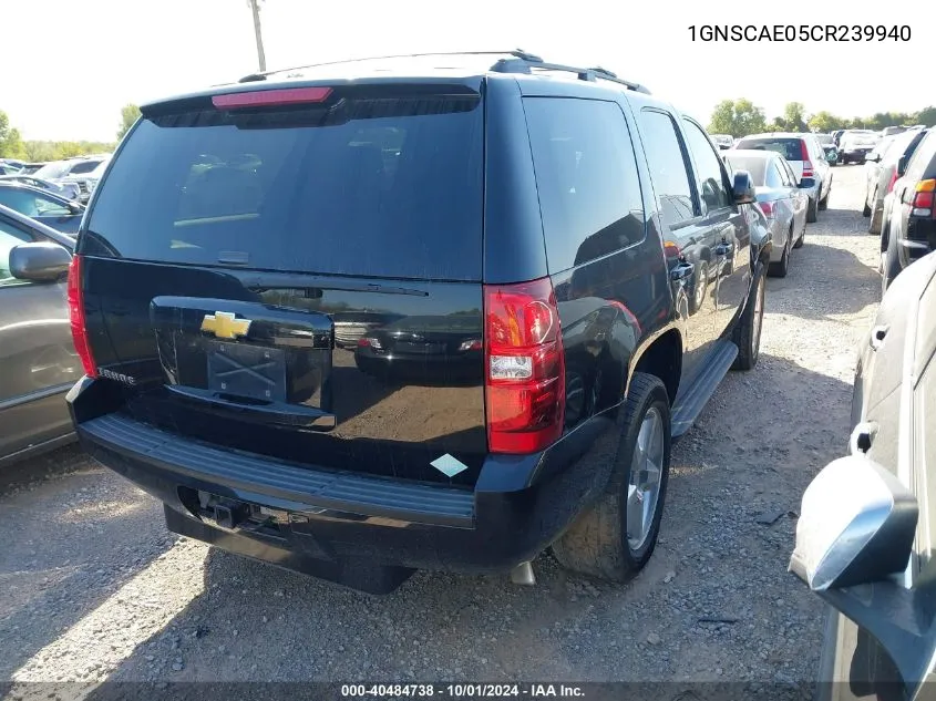 2012 Chevrolet Tahoe Ls VIN: 1GNSCAE05CR239940 Lot: 40484738