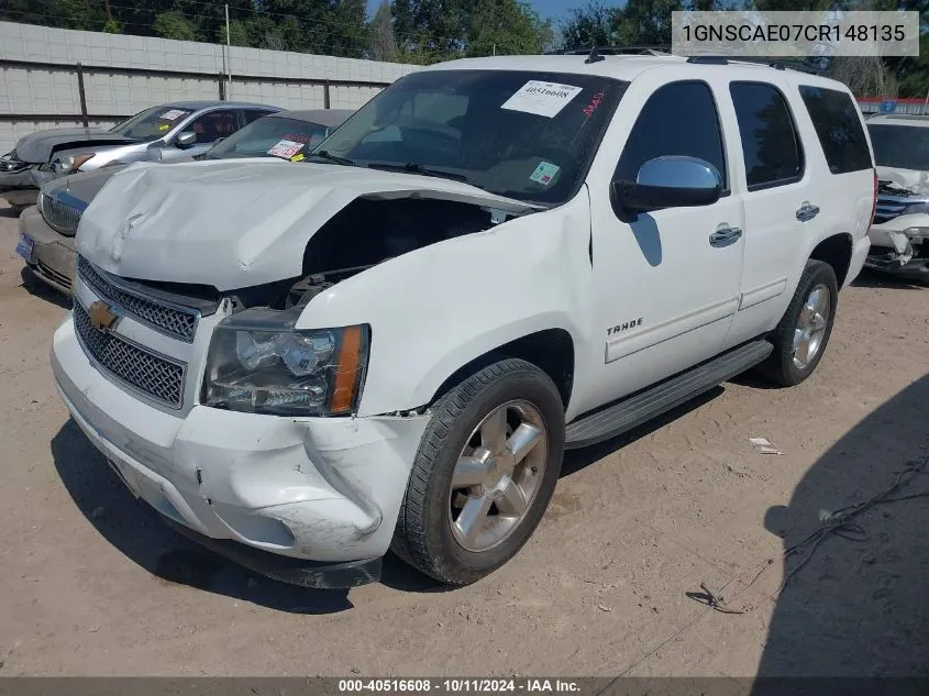 2012 Chevrolet Tahoe Ls VIN: 1GNSCAE07CR148135 Lot: 40516608