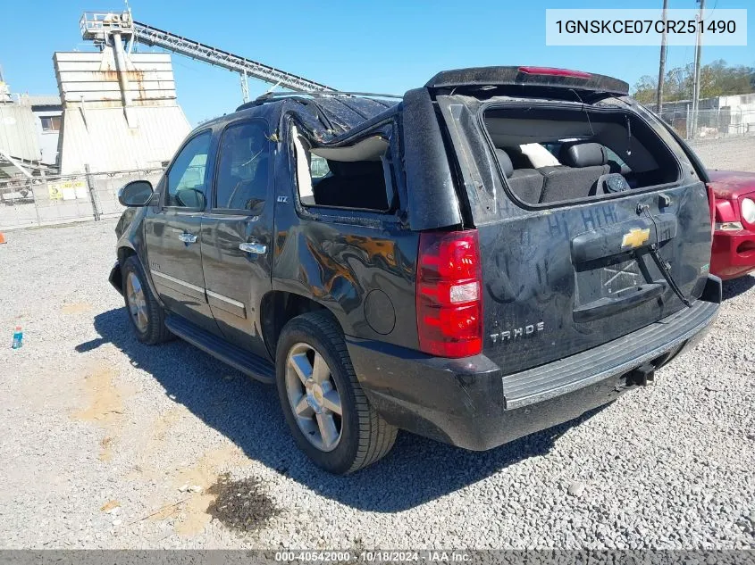 1GNSKCE07CR251490 2012 Chevrolet Tahoe Ltz