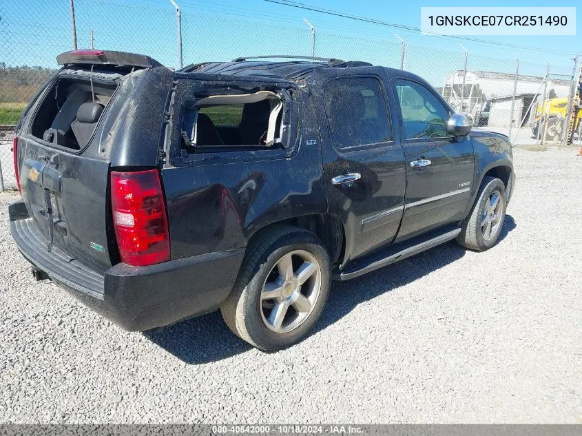 1GNSKCE07CR251490 2012 Chevrolet Tahoe Ltz