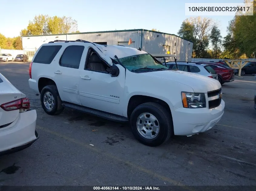 1GNSKBE00CR239417 2012 Chevrolet Tahoe Lt