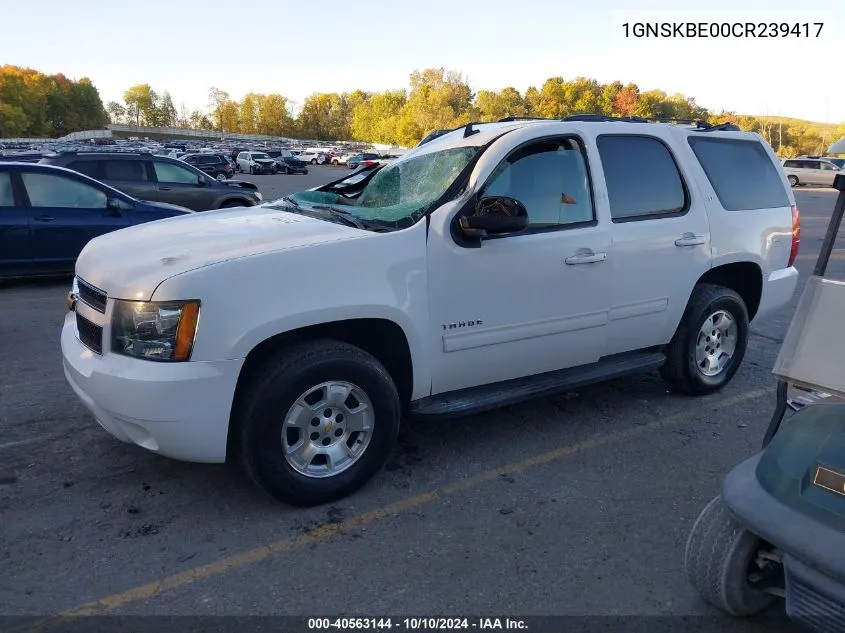 1GNSKBE00CR239417 2012 Chevrolet Tahoe Lt