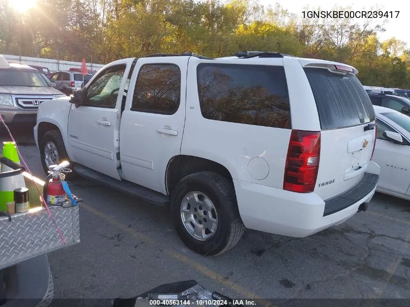 2012 Chevrolet Tahoe Lt VIN: 1GNSKBE00CR239417 Lot: 40563144