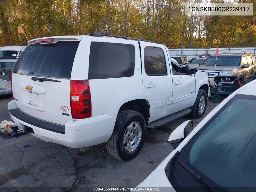 2012 Chevrolet Tahoe Lt VIN: 1GNSKBE00CR239417 Lot: 40563144