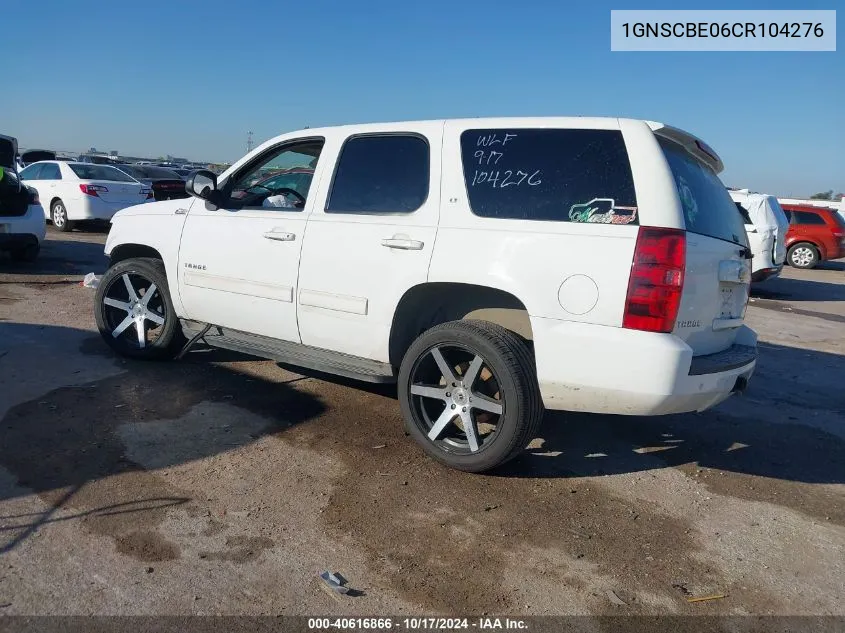 1GNSCBE06CR104276 2012 Chevrolet Tahoe Lt