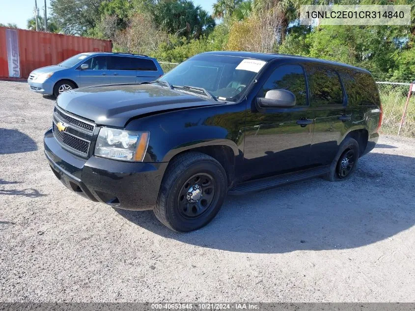 2012 Chevrolet Tahoe Police VIN: 1GNLC2E01CR314840 Lot: 40653645