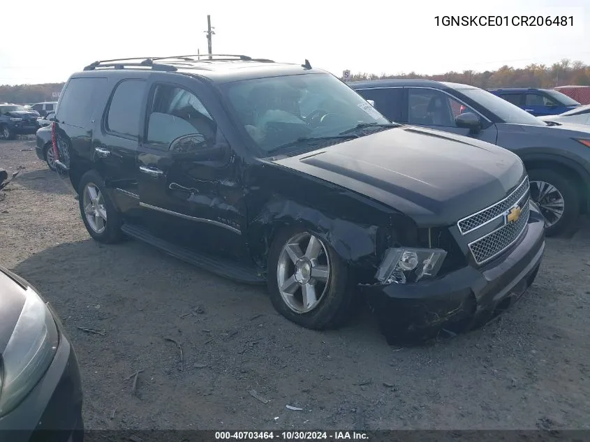 2012 Chevrolet Tahoe Ltz VIN: 1GNSKCE01CR206481 Lot: 40703464