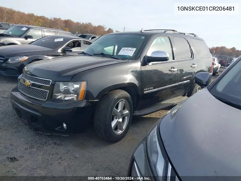 2012 Chevrolet Tahoe Ltz VIN: 1GNSKCE01CR206481 Lot: 40703464