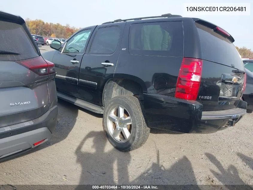 2012 Chevrolet Tahoe Ltz VIN: 1GNSKCE01CR206481 Lot: 40703464