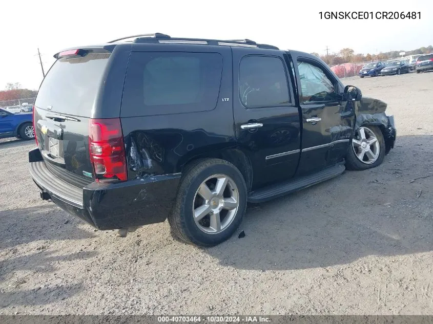 2012 Chevrolet Tahoe Ltz VIN: 1GNSKCE01CR206481 Lot: 40703464